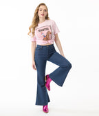 Unique Vintage Blue Denim Western Embroidered Jeans