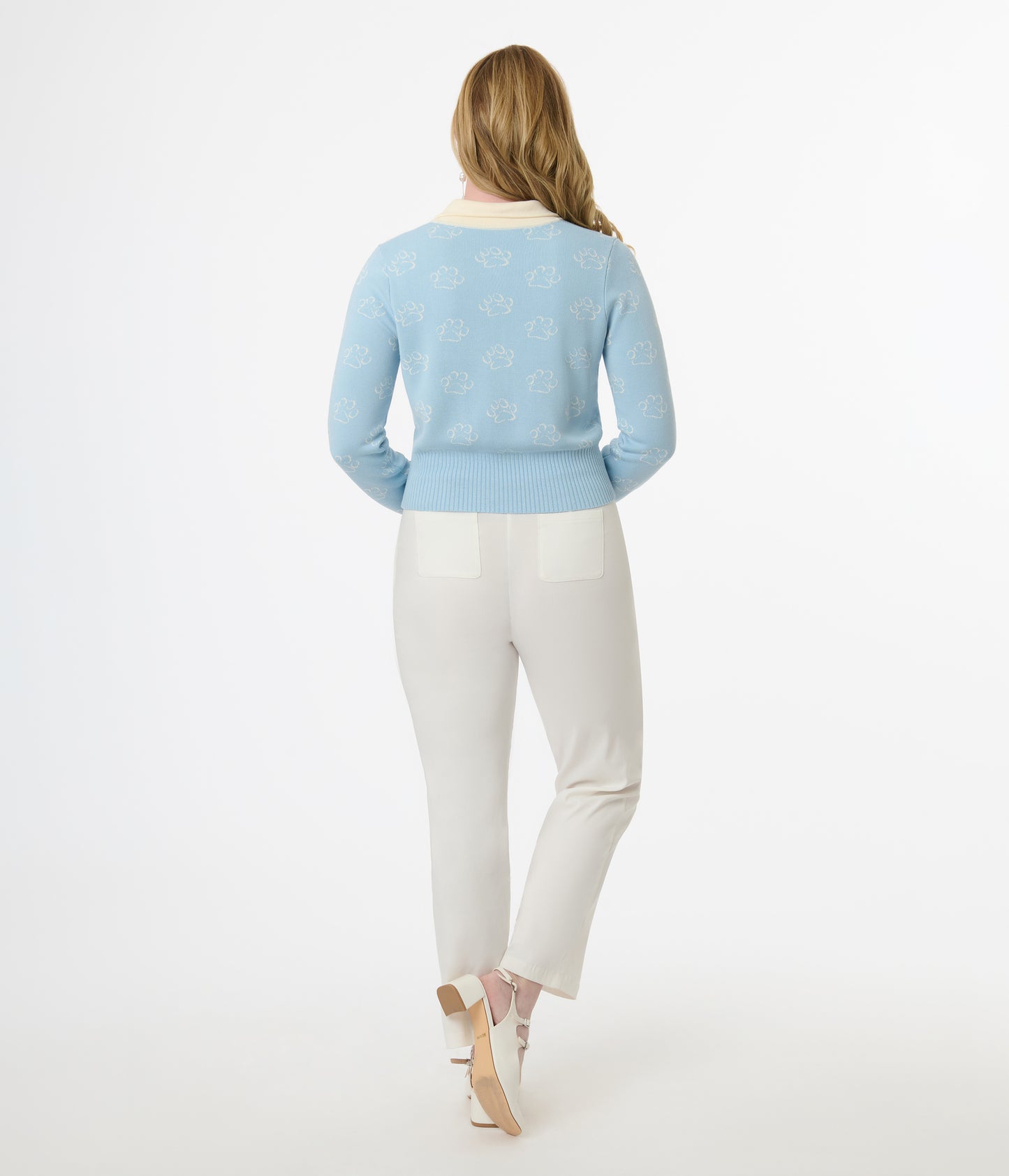 Disney Cats & Dogs Collection by Unique Vintage Blue & Cream Paw Print Cardigan
