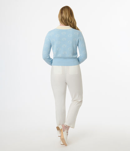 Disney Cats & Dogs Collection by Unique Vintage Blue & Cream Paw Print Cardigan