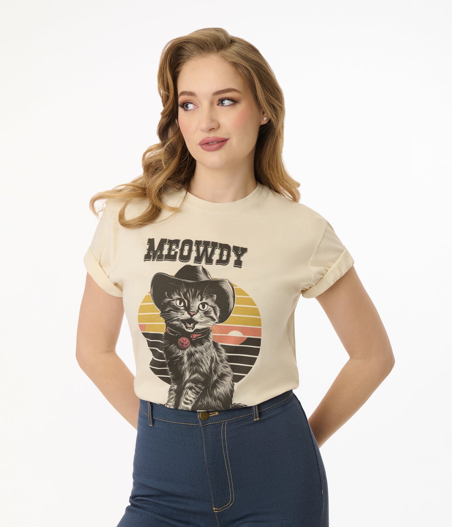 Unique Vintage 1960s Meowdy Cat Unisex Graphic Tee