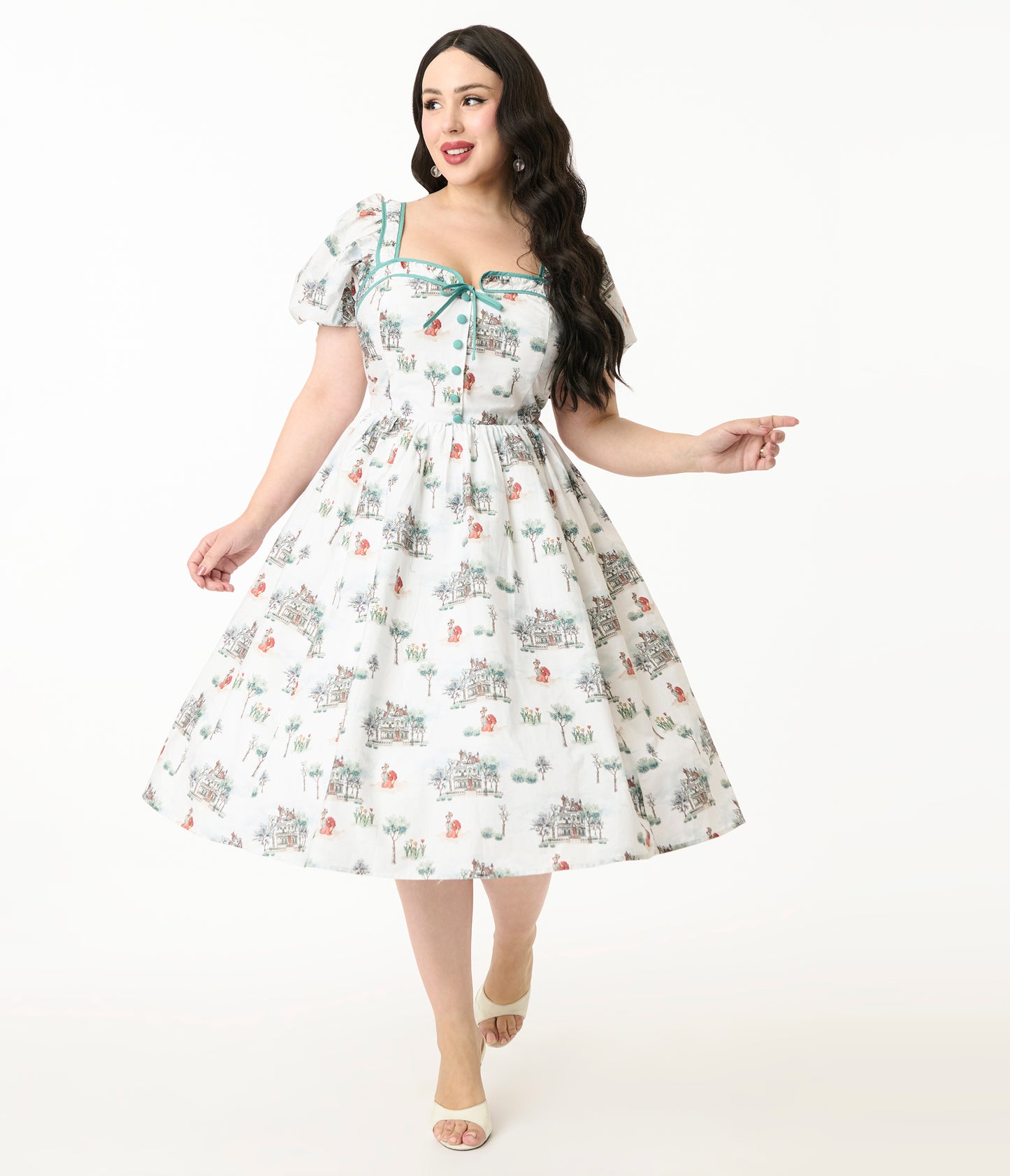 Disney's The Lady & The Tramp Collection by Unique Vintage Plus Size Lady & Tramp Button Front Swing Dress