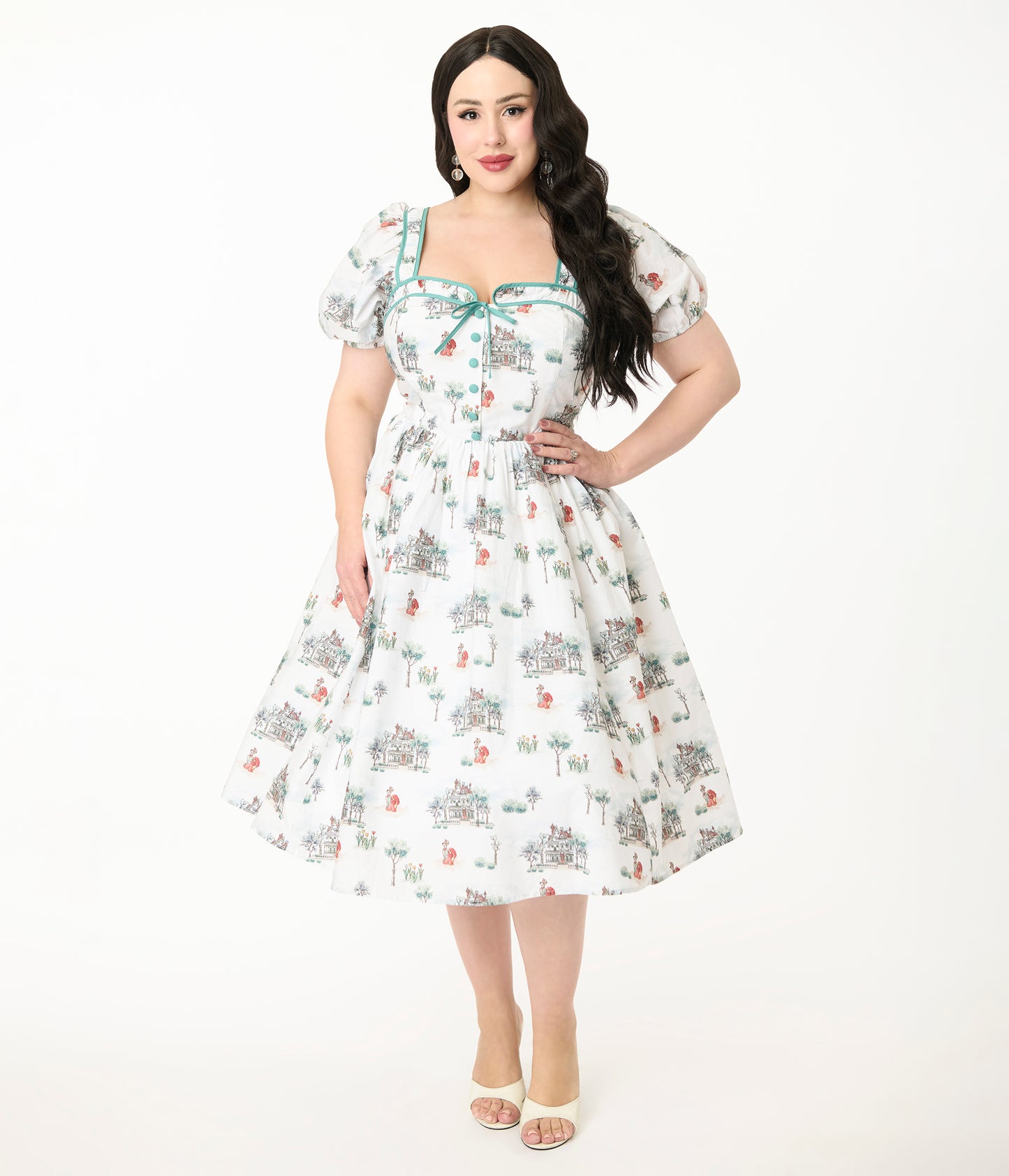 Disney's The Lady & The Tramp Collection by Unique Vintage Plus Size Lady & Tramp Button Front Swing Dress