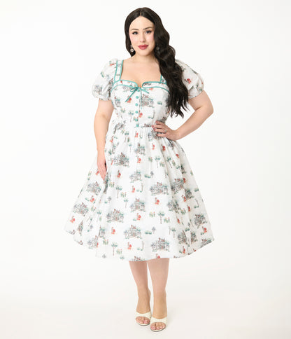 Disney's The Lady & The Tramp Collection by Unique Vintage Plus Size Lady & Tramp Button Front Swing Dress