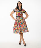 Unique Vintage Magazine Print Alexis Swing Dress