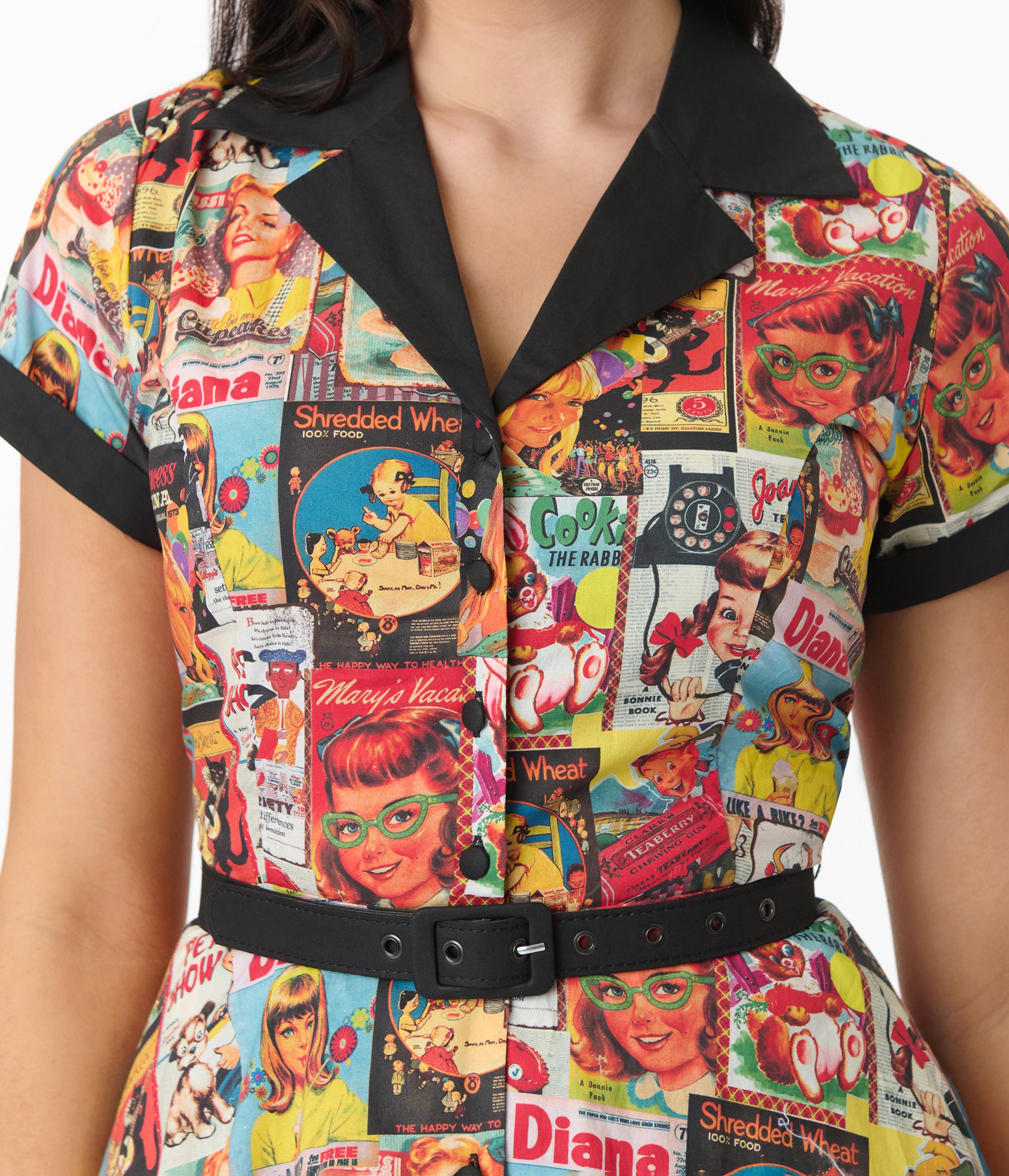 Unique Vintage Magazine Print Alexis Swing Dress