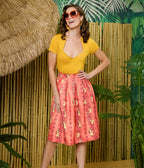 Disney's Lilo & Stitch Collection by Unique Vintage Orange & Yellow Hawaiian Print Swing Skirt