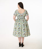 Unique Vintage Plus Size Green Sushi Print Cotton Swing Dress