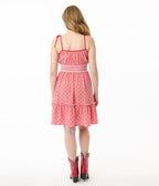 Smak Parlour Red Gingham Hearts Tiered Cotton Flare Dress