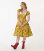 Disney Pixar Toy Story Collection by Unique Vintage Yellow Woody & Jessie All Over Print Swing Dress