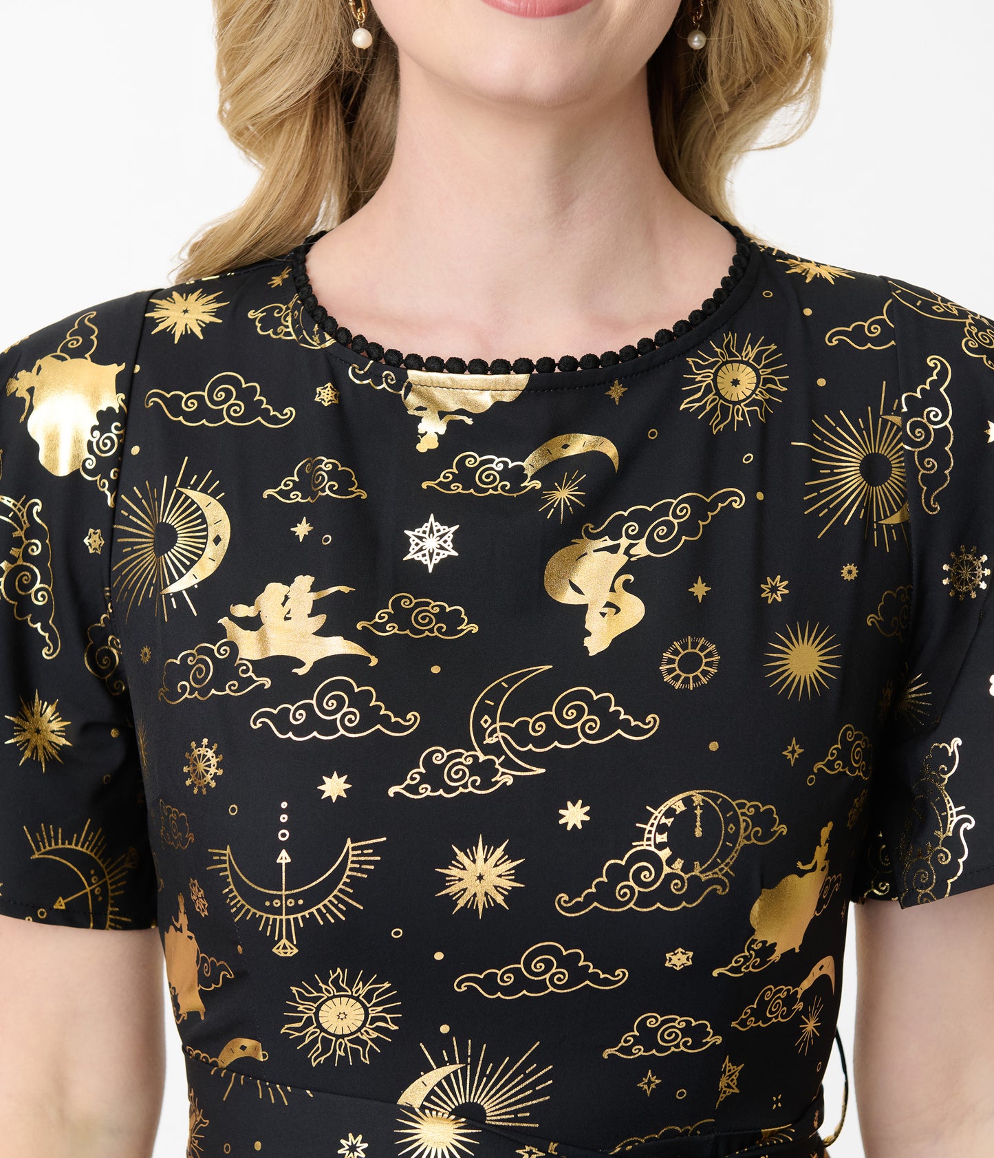 Disney Princess Collection by Unique Vintage Gold Princess Celestial Swing Dress