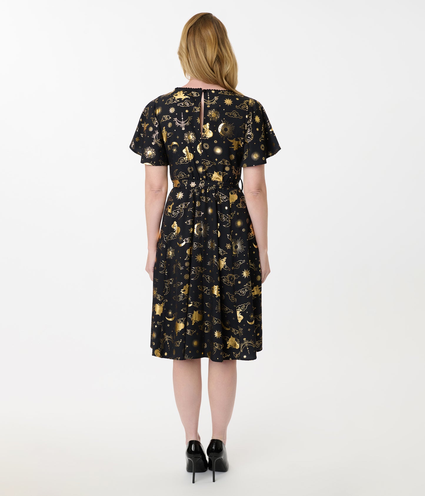 Disney Princess Collection by Unique Vintage Gold Princess Celestial Swing Dress