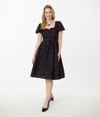 Unique Vintage Mystical Icons Button Front Swing Dress