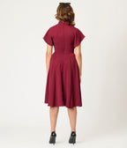 Unique Vintage Burgundy Evil Eye Baltimore Swing Dress