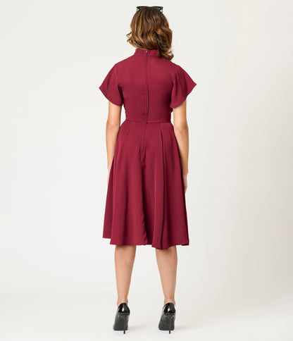 Unique Vintage Burgundy Evil Eye Baltimore Swing Dress