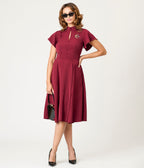 Unique Vintage Burgundy Evil Eye Baltimore Swing Dress