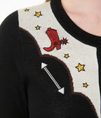 Disney Pixar Toy Story Collection by Unique Vintage Black & Ivory Woody's Cowboy Boot Embroidered Cardigan