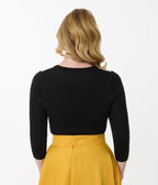 Disney Pixar Toy Story Collection by Unique Vintage Black & Ivory Woody's Cowboy Boot Embroidered Cardigan