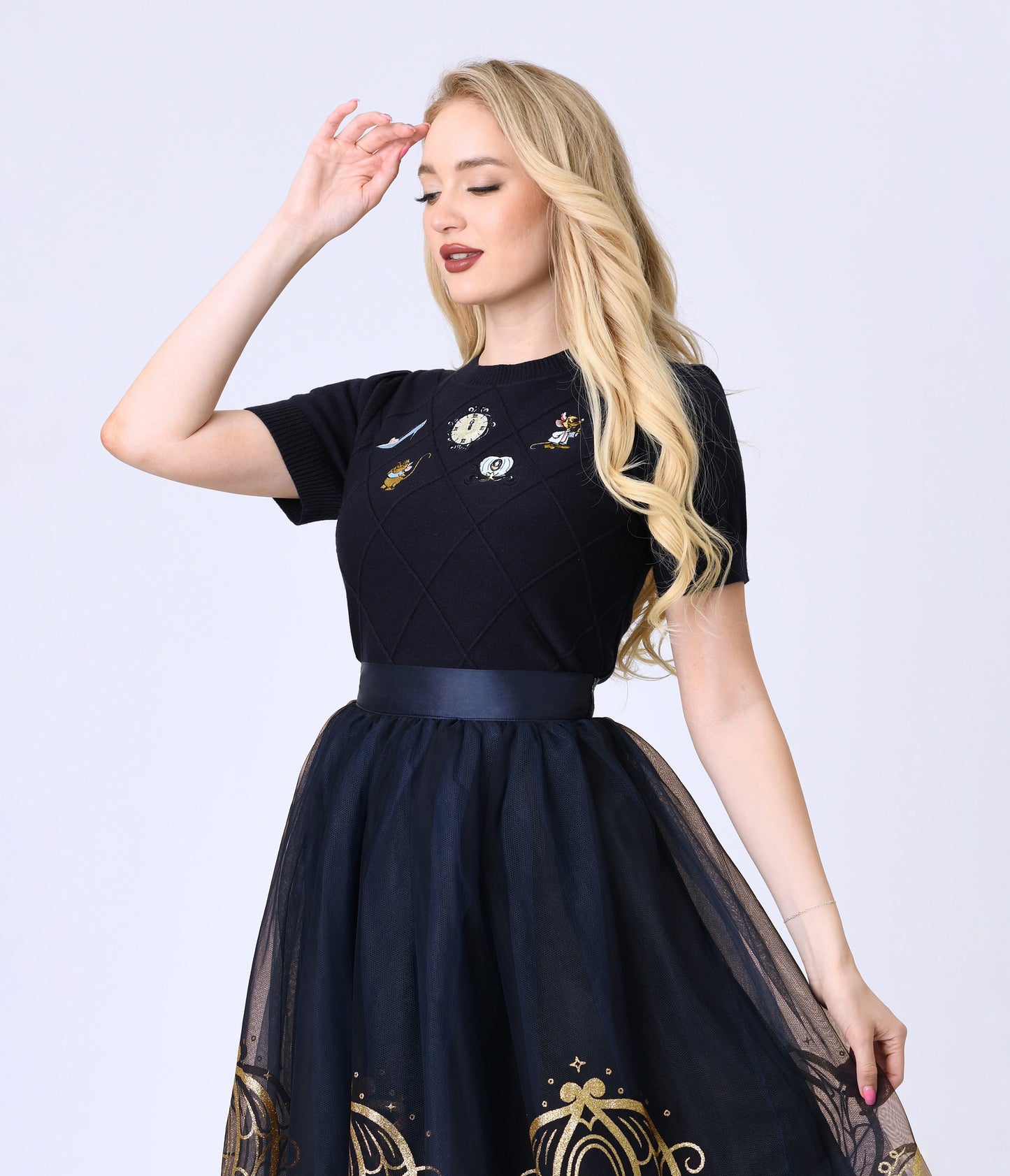 Disney's Cinderella Collection by Unique Vintage Navy Cinderella Icons Sweater