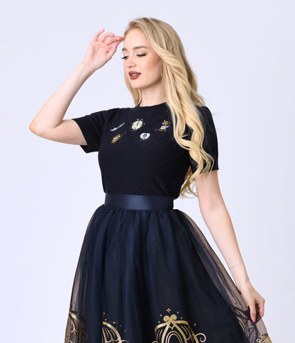Disney's Cinderella Collection by Unique Vintage Navy Cinderella Icons Sweater