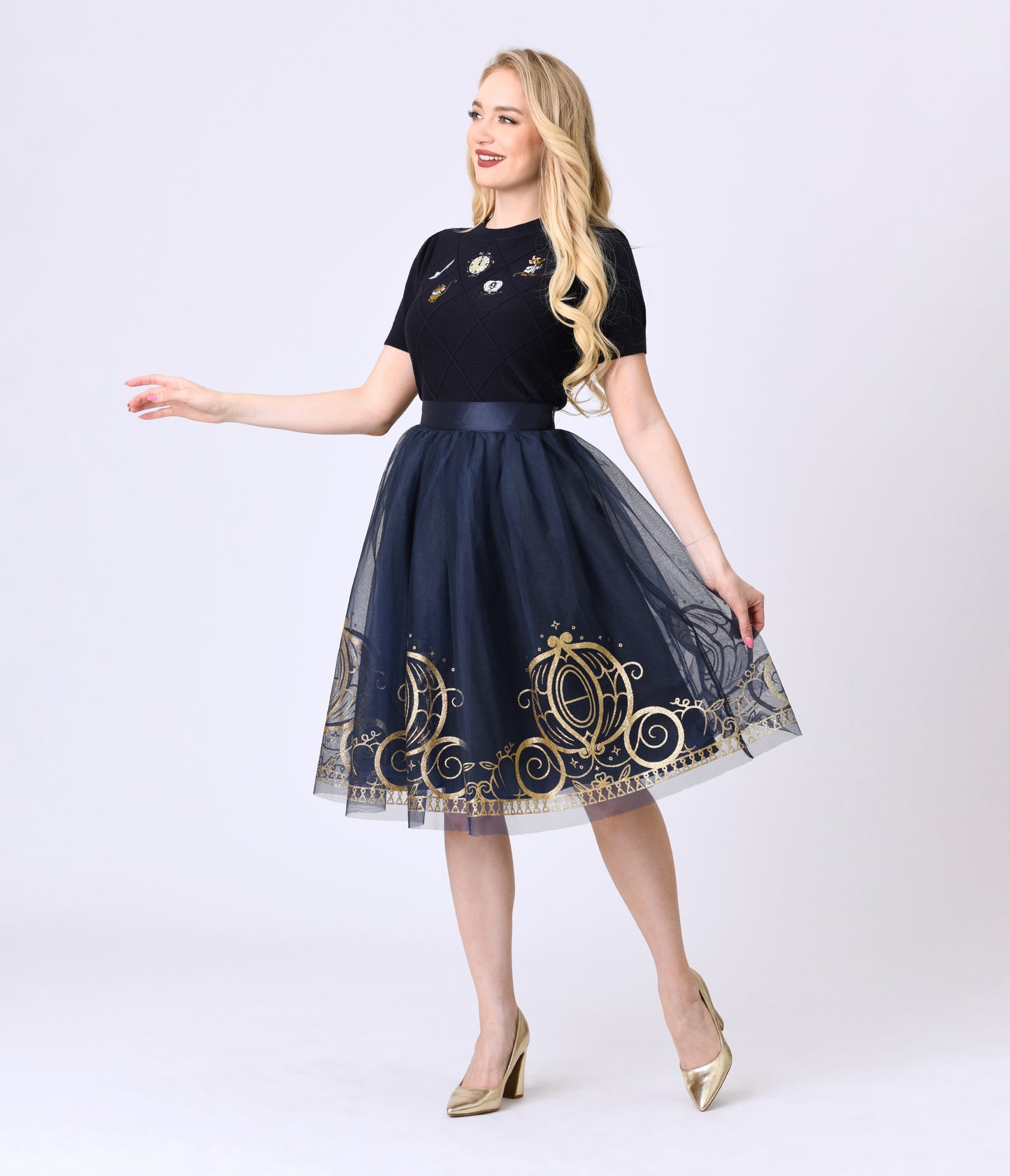 Disney's Cinderella Collection by Unique Vintage Navy Cinderella Icons Sweater