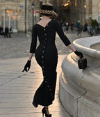 Heart My Closet Black Pleated Back Deborah Pencil Dress