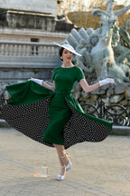 Heart My Closet Emerald Green & Polka Dot Skirt Wrap Pencil Dress