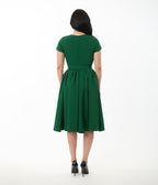 Heart My Closet Emerald Green & Polka Dot Skirt Wrap Pencil Dress