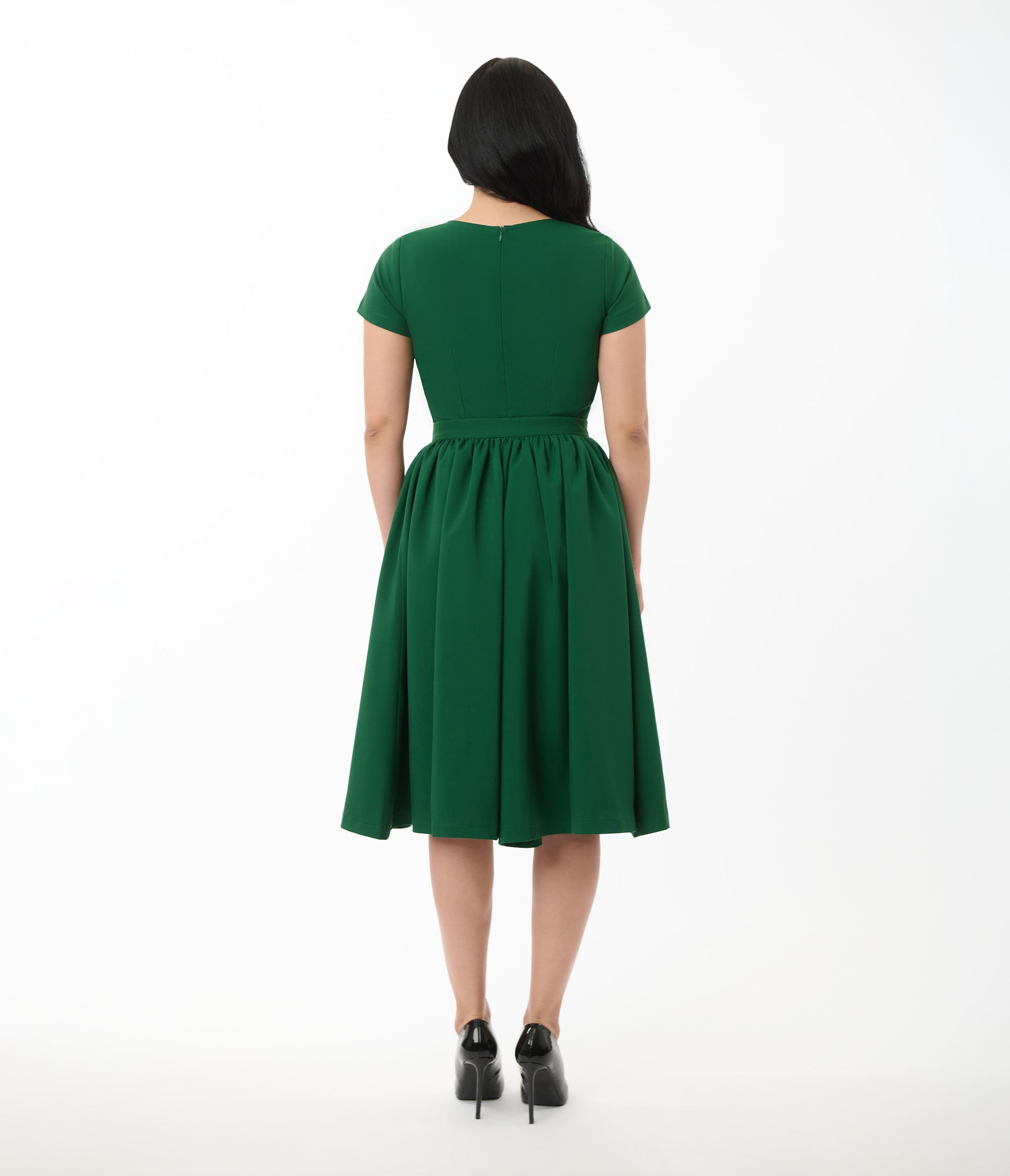Heart My Closet Emerald Green & Polka Dot Skirt Wrap Pencil Dress