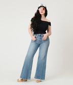 Black Ribbed Knit Off The Shoulder Top