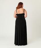 Unique Vintage Plus Size Black Sheer Spiderweb Godet Maxi Dress