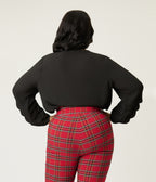 Smak Parlour Plus Size Black Pleated Front Blouse