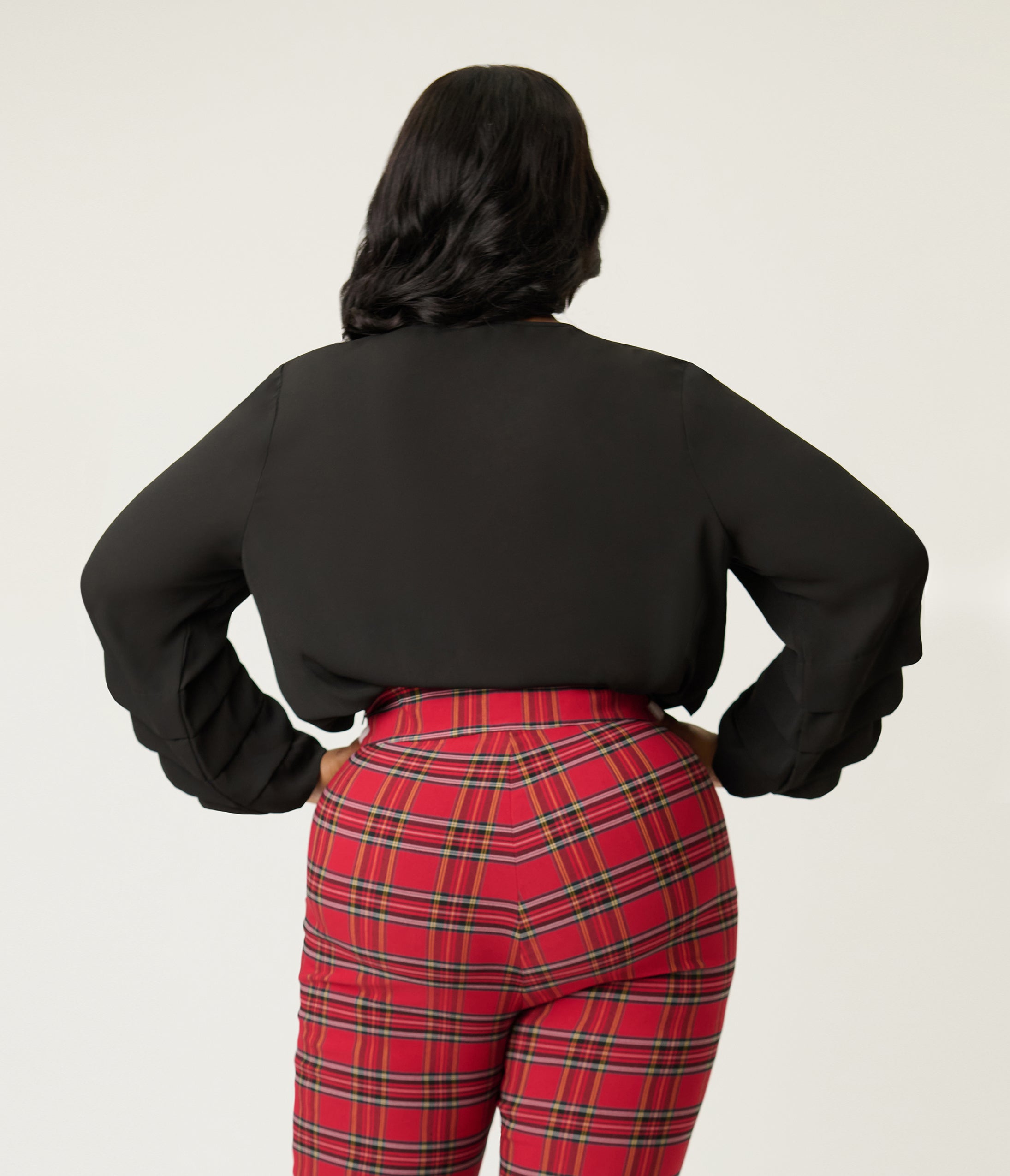 Smak Parlour Plus Size Black Pleated Front Blouse