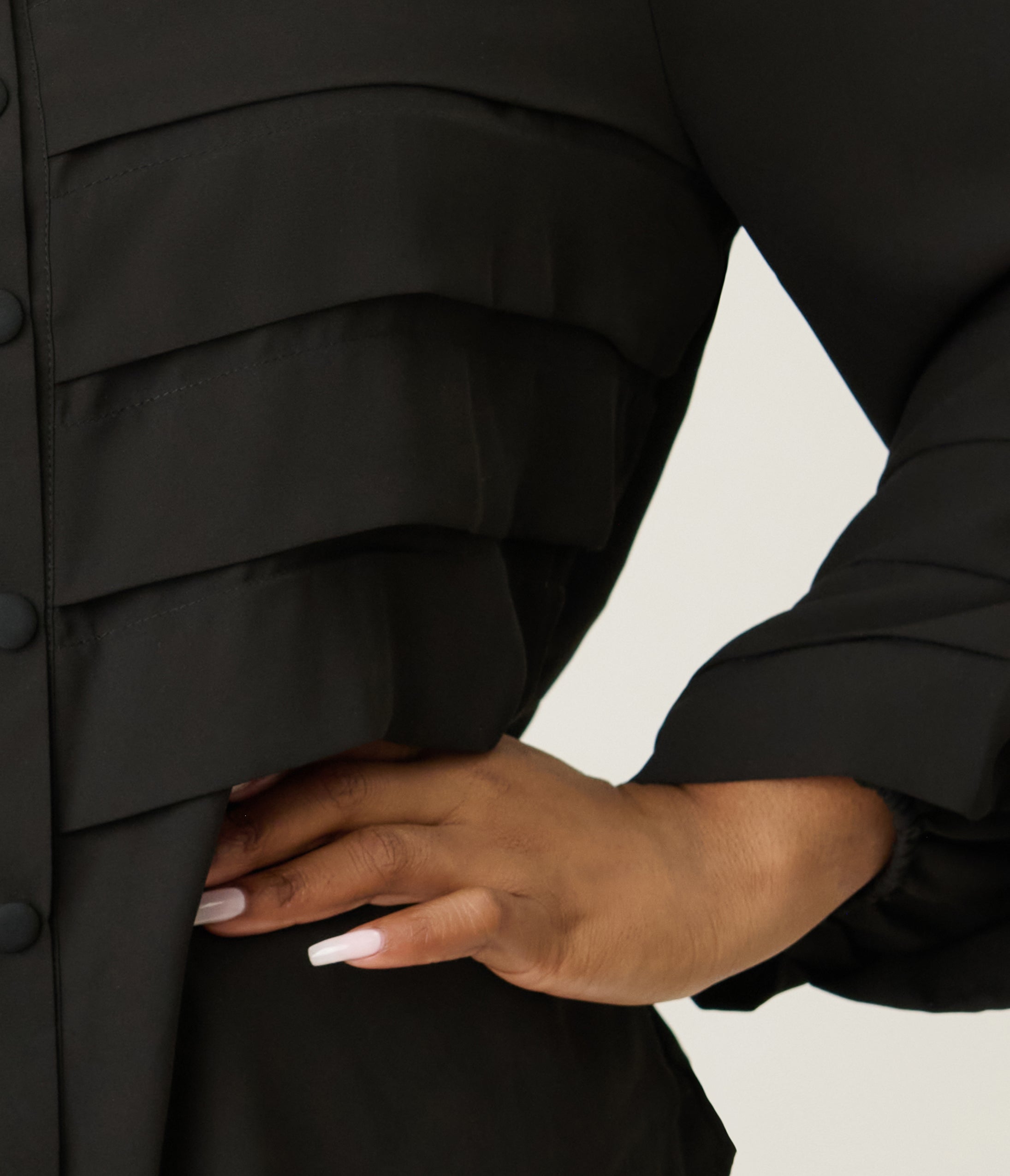Smak Parlour Plus Size Black Pleated Front Blouse