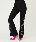 Embellished Black Denim Pants