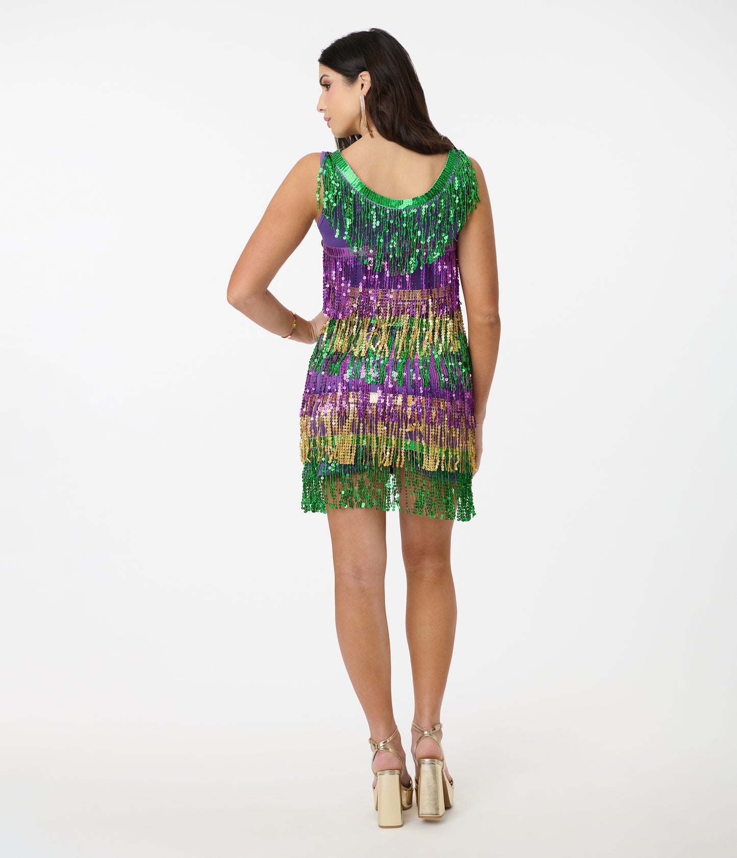 Mardi Gras Sequin Fringe Flapper Dress