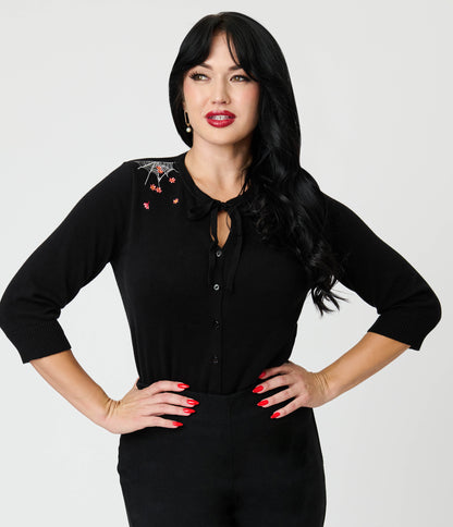 Royal Monk Black Spiderweb Cotton Cardigan