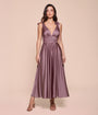 Ladivine by Cinderella Divine English Violet Tea Length Satin A-Line Dress