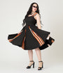 Unique Vintage Black Halloween Stripe Swing Dress