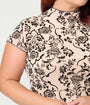 Unique Vintage Plus Size Nude & Black Burnout Velvet Holly Wiggle Dress