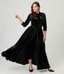 Unique Vintage Black Crushed Velvet Starlet Duster