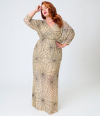 Smak Parlour Plus Size Nude Spiderweb Sequin Faux Wrap Diane Maxi Dress