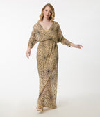 Smak Parlour Nude Spiderweb Sequin Faux Wrap Diane Maxi Dress