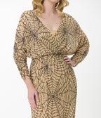 Smak Parlour Nude Spiderweb Sequin Faux Wrap Diane Maxi Dress