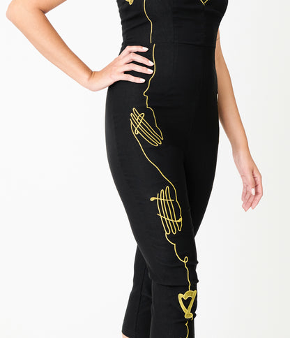 Rockin Bettie Black & Gold Rock & Roll Chelada Jumpsuit