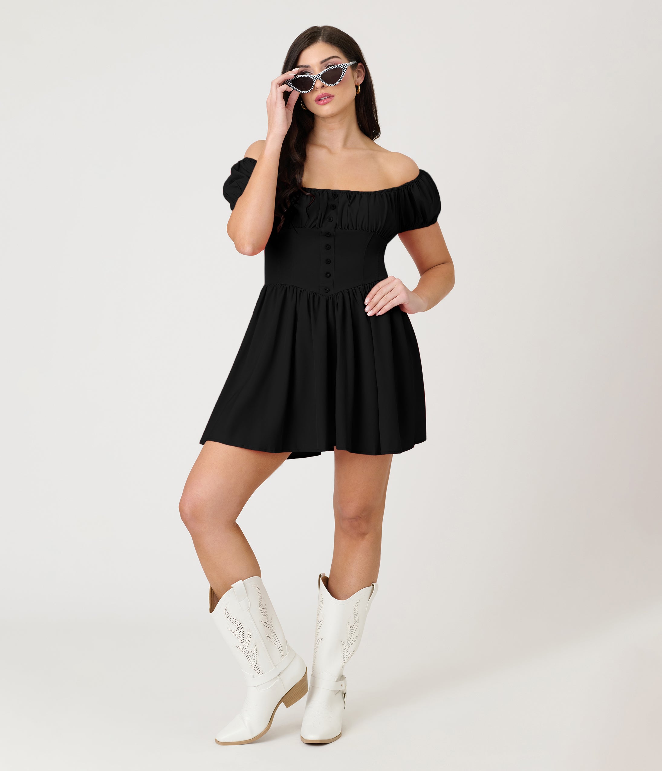 Black Off The Shoulder Mini Dress