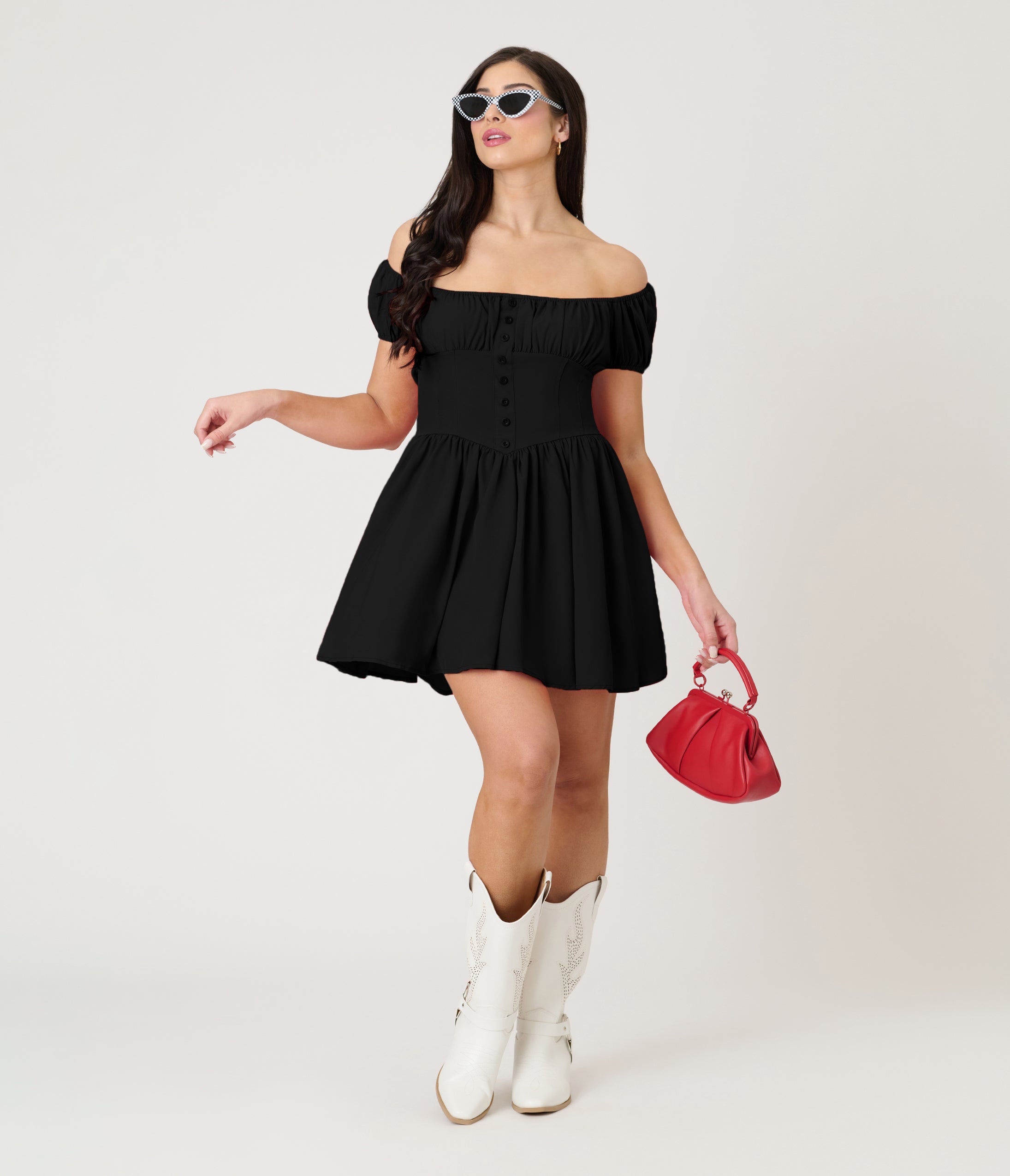 Black Off The Shoulder Mini Dress