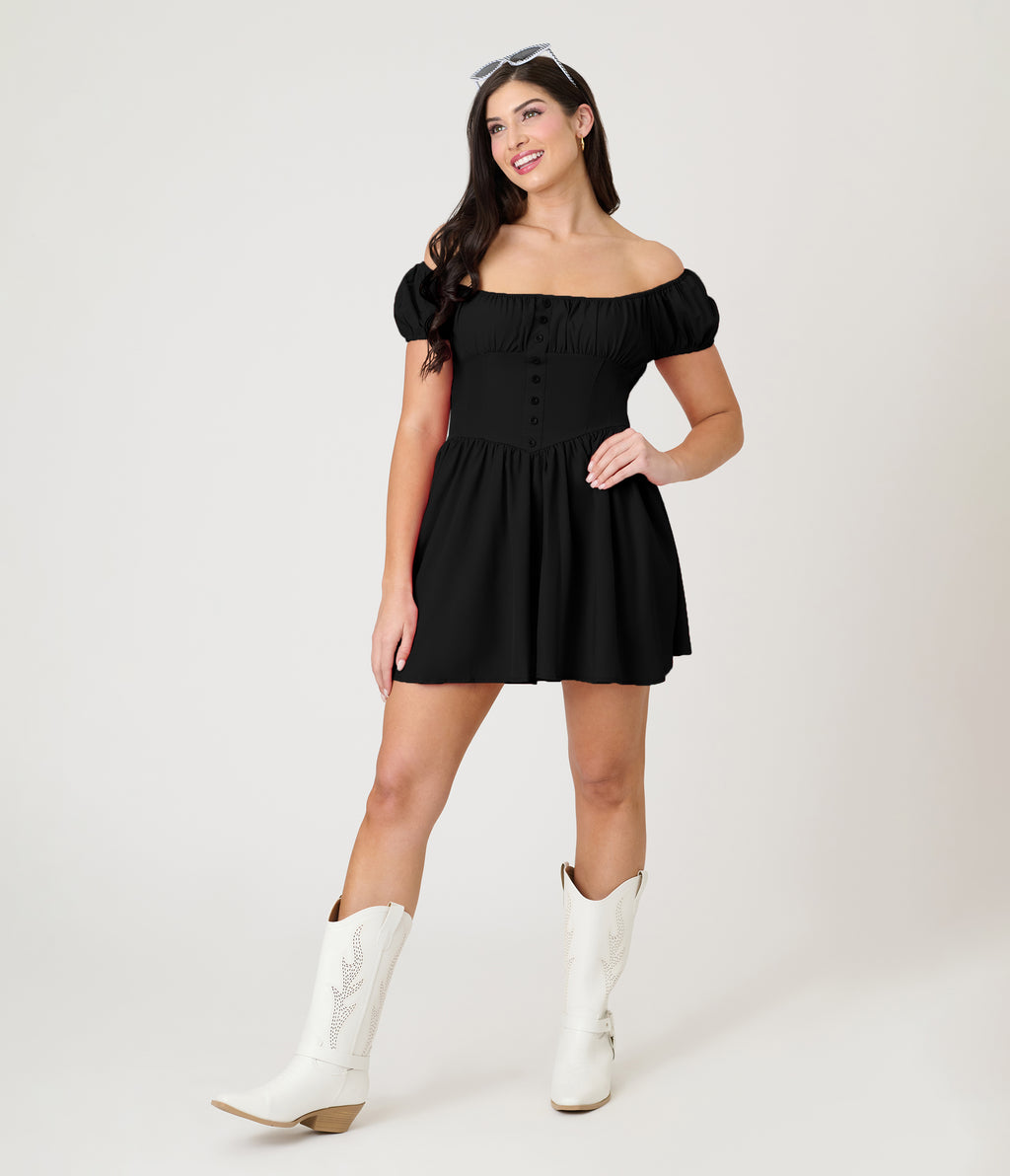 Black Off The Shoulder Mini Dress
