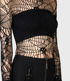 Killstar Black Web Fishnet Top - Unique Vintage - Womens, TOPS, SHIRTS