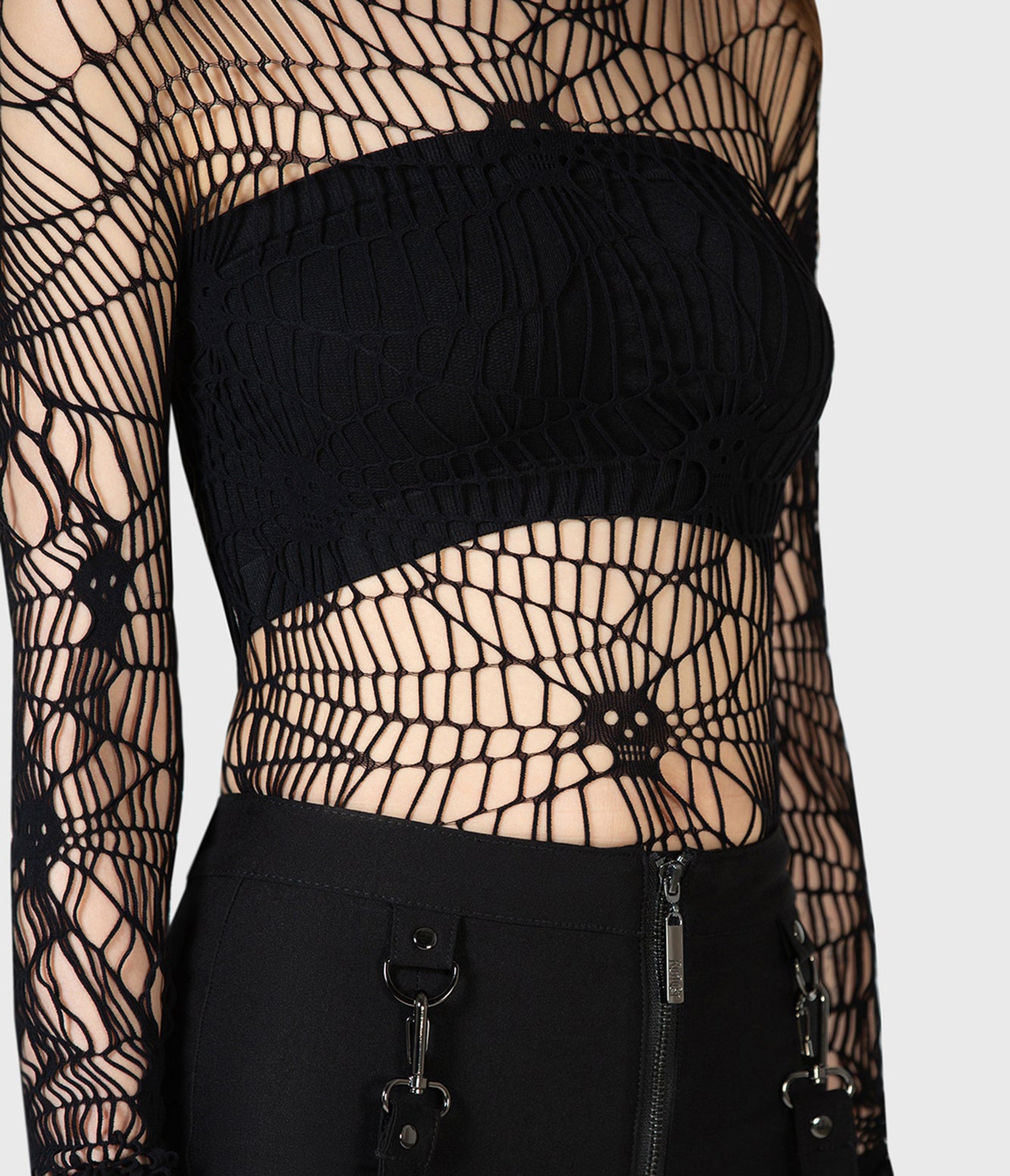 Killstar Black Web Fishnet Top - Unique Vintage - Womens, TOPS, SHIRTS