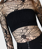 Killstar Black Web Fishnet Top - Unique Vintage - Womens, TOPS, SHIRTS